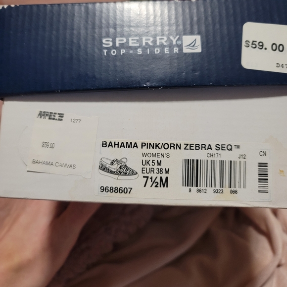 Sperry Top-Sider Bahama Canvas Women's Shoe 7.5(W) Pink/Orange/Sequins - Picture 4 of 4